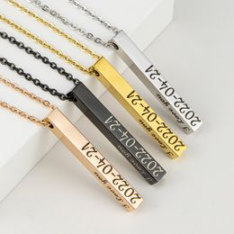 Customised Necklace With Name Stainless Steel Square Engraved On 4 Sides Personalised Cube Necklace Anniversary Valentine's Day Graduation Gift