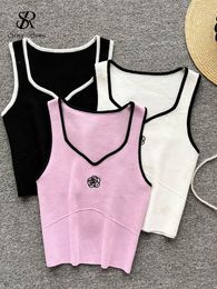 Camisoles Tanks SINGREINY Knitted Sexy Solid Women's Shirt Summer Square Neckline Rose Sleeveless Vacation Ultra Thin Women's Beach Midi Top 230408