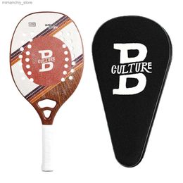 Tennis Rackets Racket Beach Tennis 100%/3K Carbon EVA Soft 22mm Beach Tennis Raquete Round Grit with Cover Bag Q231109