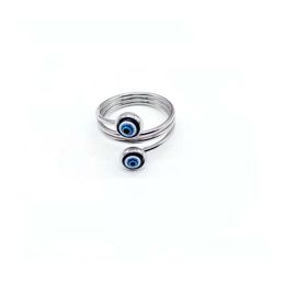 Band Rings Stainless Steel Blue Evil Eye Finger Band Rings For Women Gift Turkish Lucky Open Ring Drop Delivery Jewellery Ring Dhgarden Dhr8E