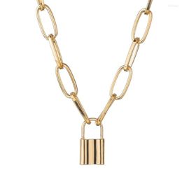 Chains Rock Choker Lock Necklace Layered Chain On The Neck With Punk Jewellery Mujer Key Padlock Pendant For Women Gift