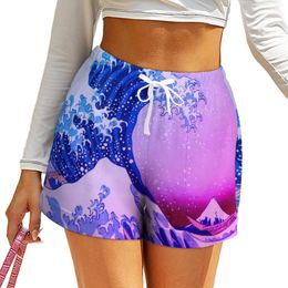 Women's Shorts Great Wave Off Kanagawa High Waisted Japanese Art Graphic Pockets Summer Boho Oversize Short Pants Casual Bottoms