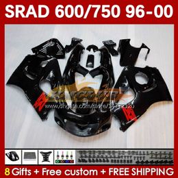 Glossy black Body Kit For SUZUKI SRAD GSXR 750 600 CC GSXR600 GSXR750 1996-2000 168No.1 GSX-R750 GSXR-600 1996 1997 1998 1999 2000 600CC 750CC 96 97 98 99 00 MOTO Fairing