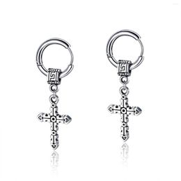 Hoop Earrings Cyue Eruopean Black Men's 316L Stainless Titanium Steel Classic Cross For Women Men