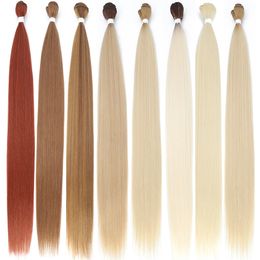 Hair Bulks Straight Hair Extensions Heat Resistant Synthetic Hair Bundles Colorful High Temperature Cosplay Brown Blonde Hair 230407