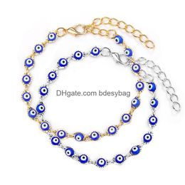 Charm Bracelets Turkish Lucky Evil Eye Bracelets Blue Bead Bracelet Men Women Handmade Jewellery Female Drop Drop Delivery Jewellery Brace Dhiwp