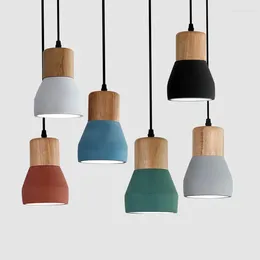 Pendant Lamps Vintage Cement Lights For Living Room Restaurant Kitchen Home Art Decor Led Wood Hanging Lamp Indoor Lighting Fixtures