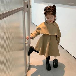 Clothing Sets Two Piece Set Girls Clothes Spring Autumn Vest Dress Cloak Coat Children Trench Korean Outfits Kids Toddler 2 To 10 Years