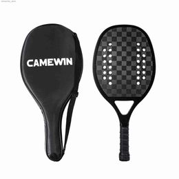 Tennis Rackets Beach Tennis Racket 3K 12K 18K Carbon Professional Racket Beach Tennis 12k Carbon Fibre Solid Black Rough Surface Soft EVA Core Q231109