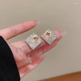 Stud Earrings Rhinestone Star For Women Girls Korean Geometric Square Wedding Party Fashion Jewellery Accessories Gift