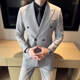 Men's Suits Spring Men (suit Waistcoat Trousers) Fashion Business English Dress Casual Party Korean Version Slim Suit Three-piece Se