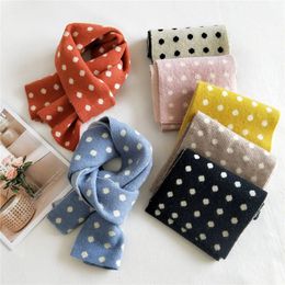 Scarves Wraps Autumn Winter Polka Dot Scarf For Baby Kids Knitted Scarves Girls Boys Shawls Children's Clothing Accessories Black Blue Pink 231108