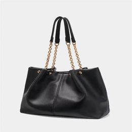 Women's fashion leather large capacity composite shopping handbag Fashion classic bag cowhide shoulder bag basket bag