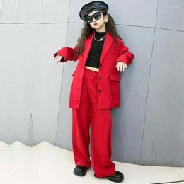 Clothing Sets 2023 Youth Girls Fashion Hip-hop Dance Outfits For Kids Clothes Loose Blazer Suit Pants 2 Piece Casual Children Costumes