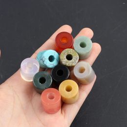 Pendant Necklaces 15PCS Cylindrical Natural Stone Beaded Crystal Jade Agate Aperture Of 4mm Wholesale DIY Jewelry Making Accessory Beads