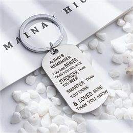 Charms Stainless Steel Key Chain Ring You Are Braver Stronger Smarter Than Think Pendant Keychain For Family Friend Lover Gi Dhgarden Dhjok