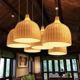 Pendant Lamps Japanese Bamboo Lights Handmade Hanging Lamp For Restaurant Shop Home Decor Dining Room Loft Led Suspension E27