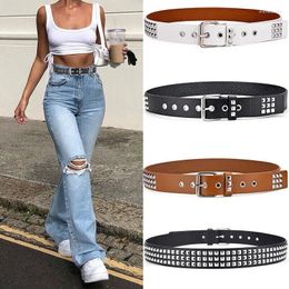Belts Fashion Rivet Belt Men And Women's Studded Punk Goth Rock With Pin Buckle PU Leather Waistband Jeans Y2K Accessories