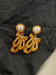 Stud Earrings Timeless Wonder Retro Faux Pearl Geo Bowknot For Women Designer Jewellery Runway Ins Sweet Gift 4531