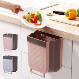 Storage Boxes Wall-Mounted Collapsible Kitchen Trash Can Silica Gel Folding Cabinet Door Hanging Waste Toilet Car Garbage Recy