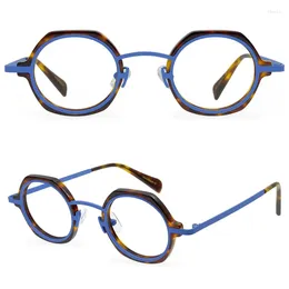 Sunglasses Acetate Small Round Eyeglasses Frame Male Women Anti Blue Light Reading Glasses Vintage Prescription Men 0 1.0 1.25 2.0