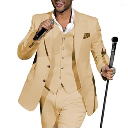 Men's Suits Costume Homme 3 Pcs Jacket Vest Pants Performance Slim Fit Business Peaked Lapel Tuxedos Blazer For Wedding Groom Prom Evening