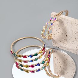 Hoop Earrings Fashion Metal Rhinestone Glass Round Asymmetric Women's Creative Dangle Party Accessories