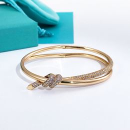 Jewellery Designer T Home Rope Knot Designer Bracelet 18K Rose Gold Non Tarnish Bracelet Glossy Snap Clasp Sweet Knot Bracelet