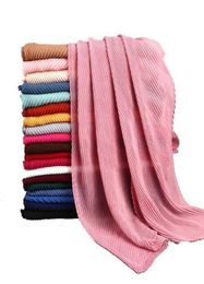 Whole 10pcslot Women Cotton Crinkle Pleated Scarf Hijab Plain Solid Colour Pleated Ruched Wrinkle Long Large Scarves Hijabs Y28420811