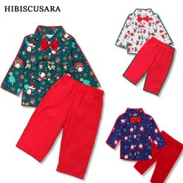 Clothing Sets 1-5 Yrs Kids Children Christmas Clothing Sets Long Sleeve Shirt Pants 2pcs Outfits Boy Autumn Spring Shirts Santa Claus For Xmas 231108