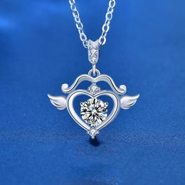 9u73 Pendant Necklaces Classic 925 Sterling Silver Cupids Arrow Love Moissanite Necklace for Women Jewellery Plated White Gold Heart Giftpen