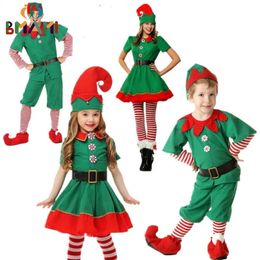 Family Matching Outfits Christmas Santa Claus Costume Green Elf Cosplay Family Carnival Party Year Fancy Dress Clothes Set Family Matching Outfits 231107