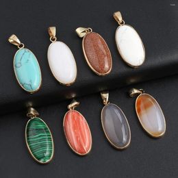 Pendant Necklaces 2pc Natural Semi-Precious Stone Pendants Gold Plated Pink Quartz Red Agates For Jewellery Making Diy Women Necklace Crafts