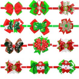 Hair Clips 12pcs TOP Grade Child Girls Christmas Day Gift Snowman Hairbands 1.5cm Headbands Infants Bowknot Bands Designer Accessory