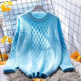 Women's Sweaters Pullover 2023 Autumn And Winter Korean Blue Fried Dough Twists Sweater Women Loose Outwear Knitted Female Top