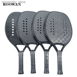 Tennis Rackets Hoowan Blackshark Racket Beach Tennis Carbon 3K 12K 18K Professional Beach Tennis Racket Solid Black Rough Surface Soft EVA Core Q231109