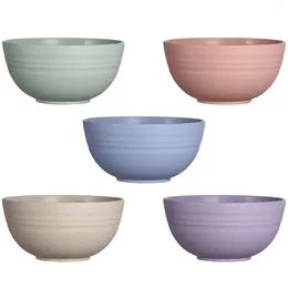 Dinnerware Sets 5 Bowls Unbreakable Cereal Wheat Lightweight For Rice Noodle Soup Kitchen Salad Bowl Ramen