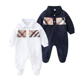 Kids Cotton Rompers Toddler Plaid Jumpsuits Outerwear Newborn Baby Clothes Spring Autumn Long Sleeve Romper BH95