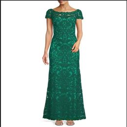 Emerald Green Elegant Evening Dresses For Women Boat Neck Short Sleeve Prom Dress 2023 Long Floor Length Party Dresses Custom Made