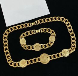 Hip Hop Rock Punk Designer Chain Cuba Necklaces Bracelet 18K Gold Plated Necklaces Bangle women Earrings Sets Neutral Style Jewelry Gift HMS27 --0003