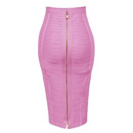 12 Colours Plus Size XL XXL Sexy Solid Zipper Orange Blue Black Bandage Skirt Women Elastic Bodycon Summer Pencil Skirt LJ201029276o