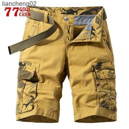 Men's Shorts Summer Tactical Cargo Shorts Men New Camouflage Khaki Jogger Military Cotton Short Pant Male Casual Loose Trousers Bermudas W0408