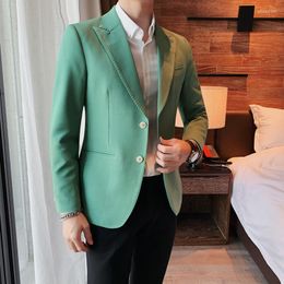 Men's Suits 2023 Classic Green Blue Jacket Uniform Groom Tuxedos Mens Wedding Peaked Lapel Man Business Blazer Groomsmen Prom Dress
