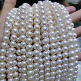 Chains Fashion 925 Silver Women's Necklace 7-8mm Round Sea Pearl Long Classic Anniversary Jewelry Gift For Female