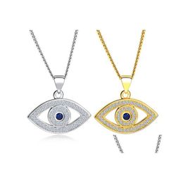 Pendant Necklaces Europe And The United States Fashion Classic Evil Eye Pendant Plush Colour Short Clavicle Chain Necklace Fe Dhgarden Dh3Ab