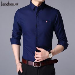 Men's Casual Shirts Autumn Designer Shirt Men's Long Sleeve Slim Fit Button 100% Cotton Casual Men's Wear 230408