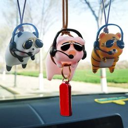 Decorations 1pcs Cute PandaPig Pendant Auto Rearview Mirror Pendants Decoration Accessories Car Interior Ornament AA230407