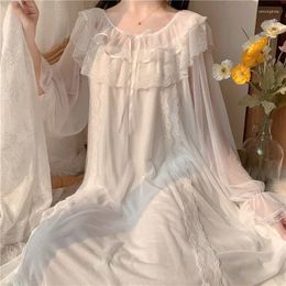 Women's Sleepwear Women Nightwear Sweet Summer Long-sleeved Sexy Lace Home Clothes Night Gown Sleep Dress