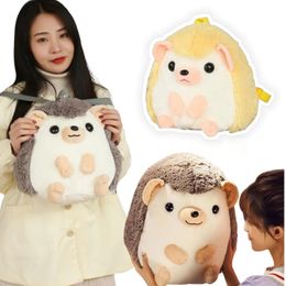 플러시 배낭 30cm kawaii 시뮬레이션 봉제 배낭 박제 동물 인형 동물 인형 고슴도치 소프트 장난감 매듭 아이 만화 학교 배그 소녀 선물 231108