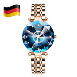 Tiktok Heart of the Sea Brand Star Sky Drill Surface Brilliant Multi Faceted Glass Solid Steel Band Women's Waterproof Watch